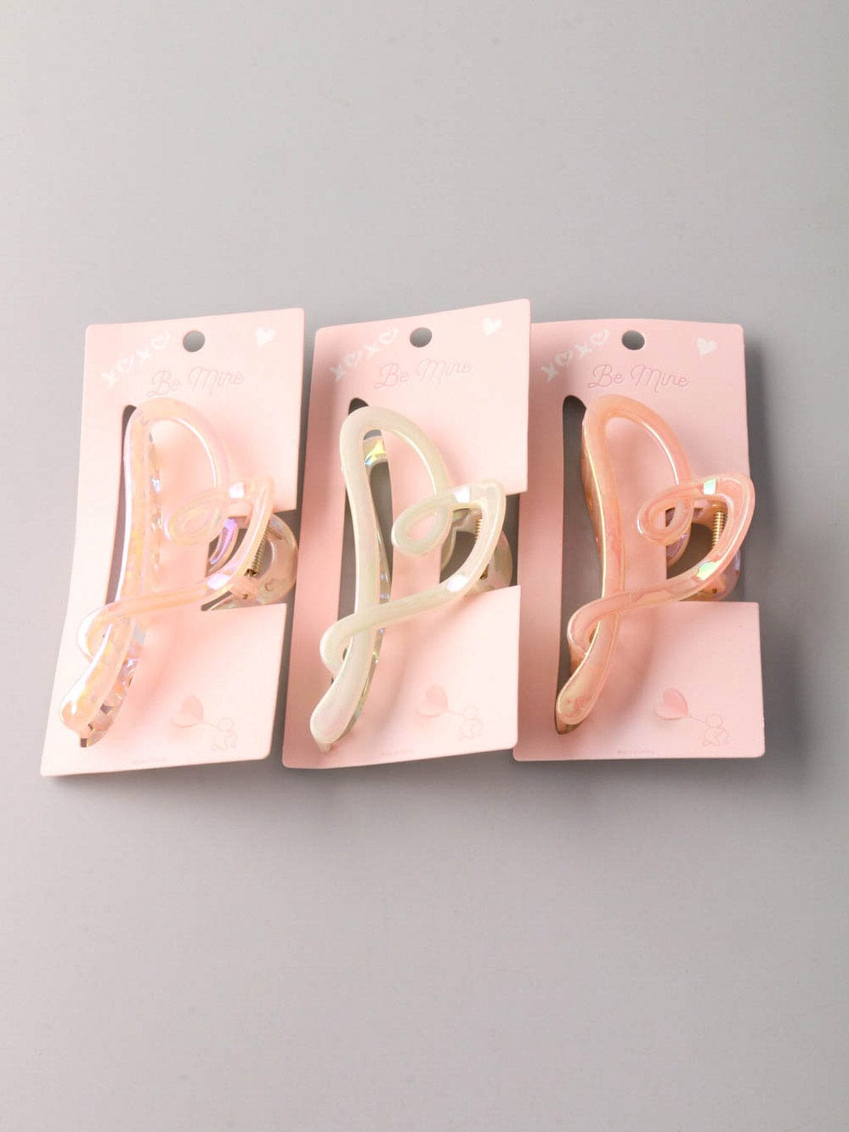 FASHION ASSORTED HEART SHIMMER COLORS CLAW HAIR CLIPS