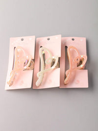FASHION ASSORTED HEART SHIMMER COLORS CLAW HAIR CLIPS