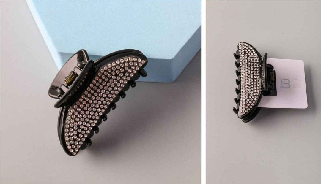 FASHION BLACK RHINESTONES HAIR CLAW CLIPS