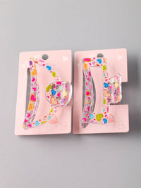 FASHION ASSORTED SHAPES HEARTS PRINT CLAW HAIR CLIPS