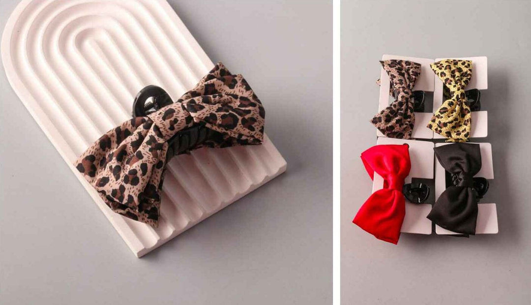 FASHION ASSORTED COLORS BOW HAIR CLAW CLIPS