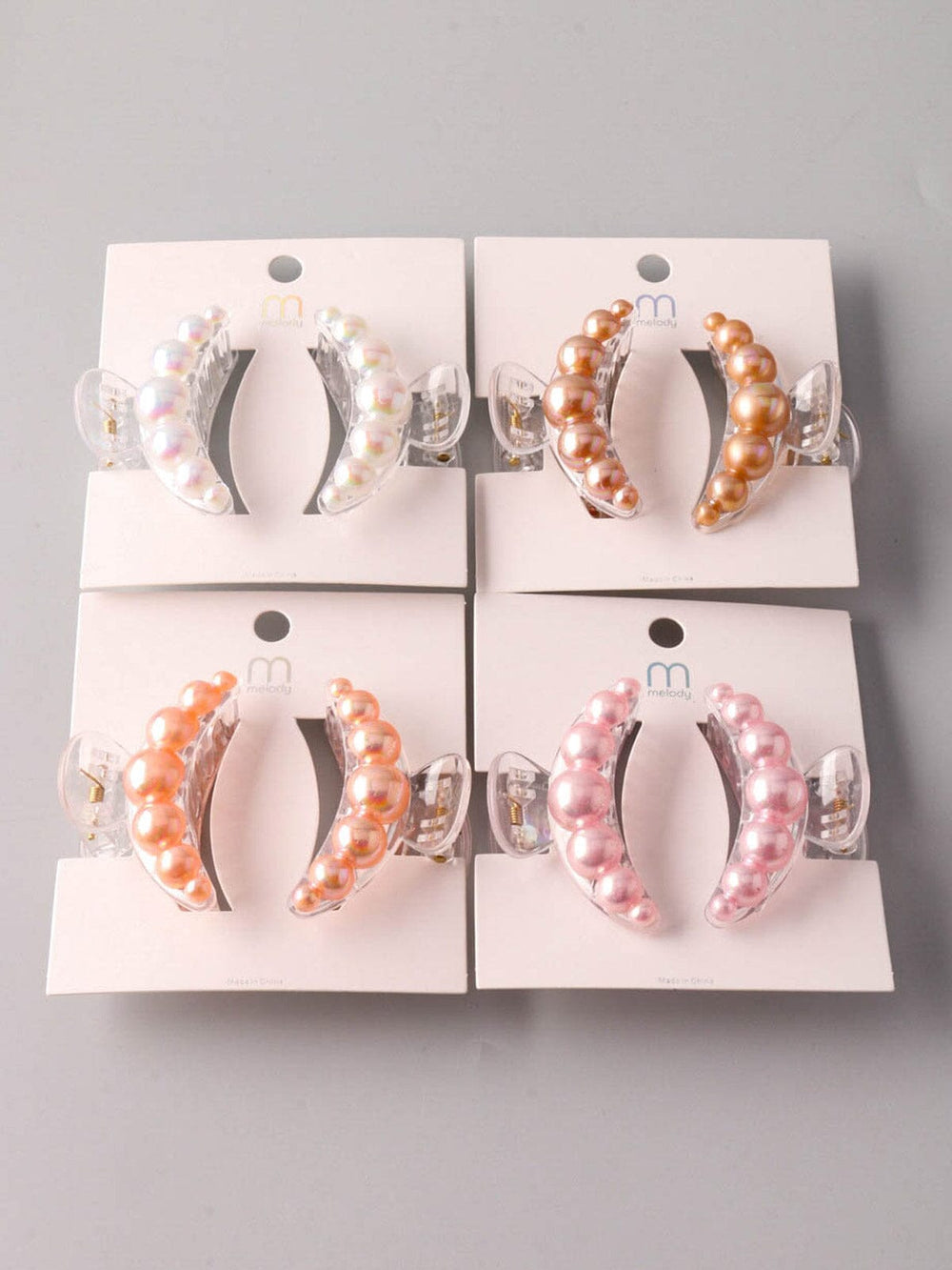 FASHION ASSORTED COLORS PEARL CLAW HAIR CLIPS