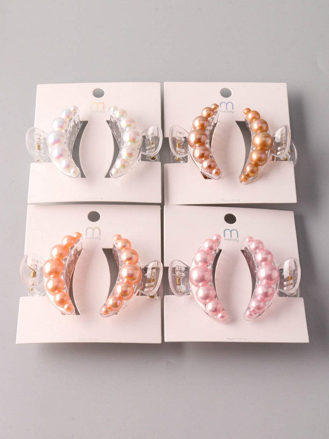 FASHION ASSORTED COLORS PEARL CLAW HAIR CLIPS