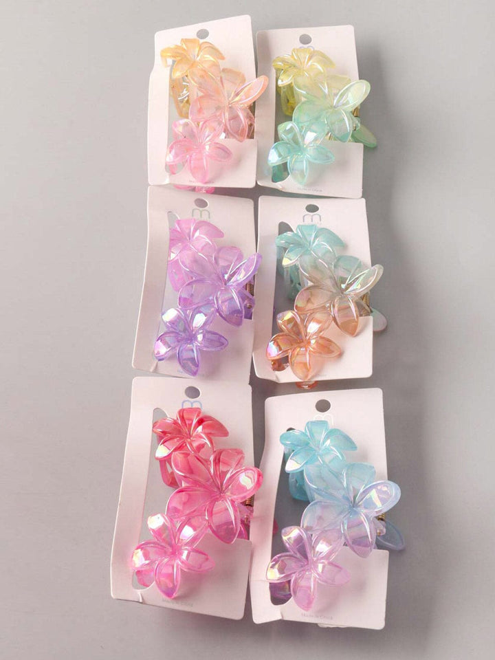 FASHION ASSORTED COLORS FLOWER CLAW HAIR CLIPS