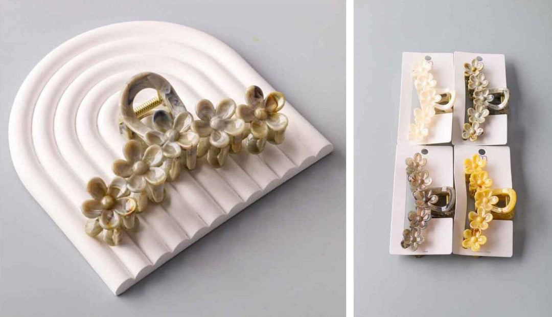 FASHION ASSORTED COLORS FLOWER HAIR CLAW CLIPS
