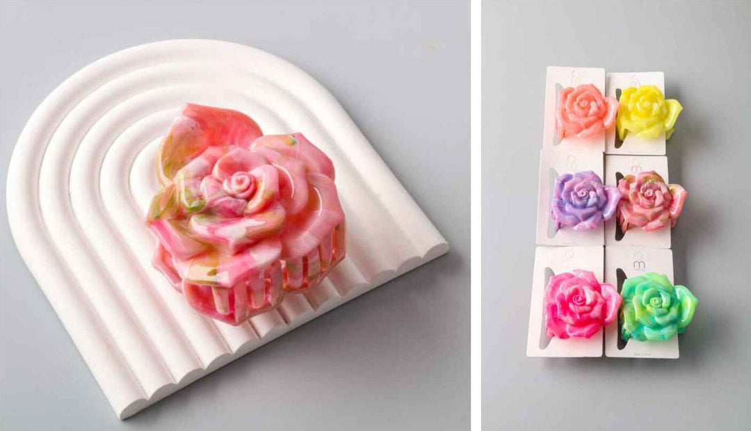 FASHION ASSORTED COLORS FLOWER HAIR CLAW CLIPS
