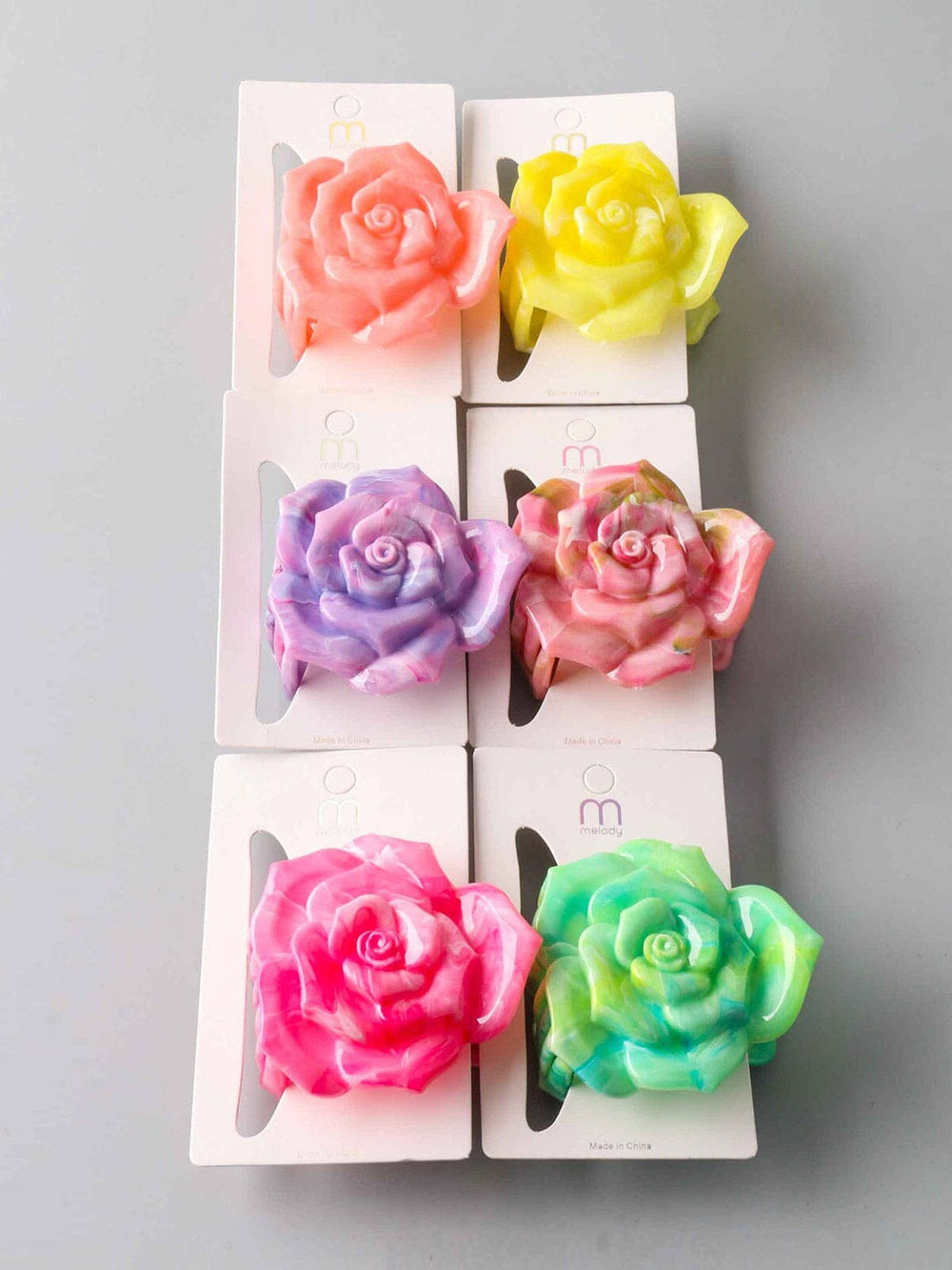 FASHION ASSORTED COLORS FLOWER HAIR CLAW CLIPS