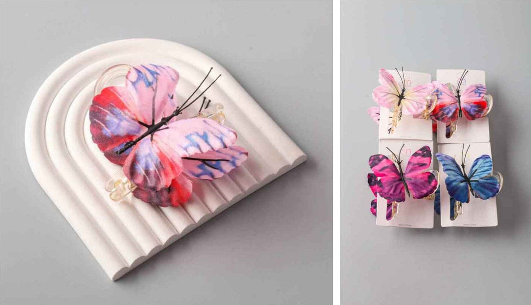FASHION ASSORTED COLORS BUTTERFLY HAIR CLAW CLIPS