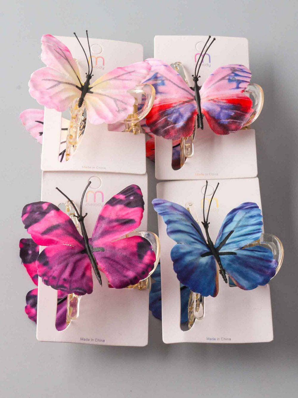 FASHION ASSORTED COLORS BUTTERFLY HAIR CLAW CLIPS