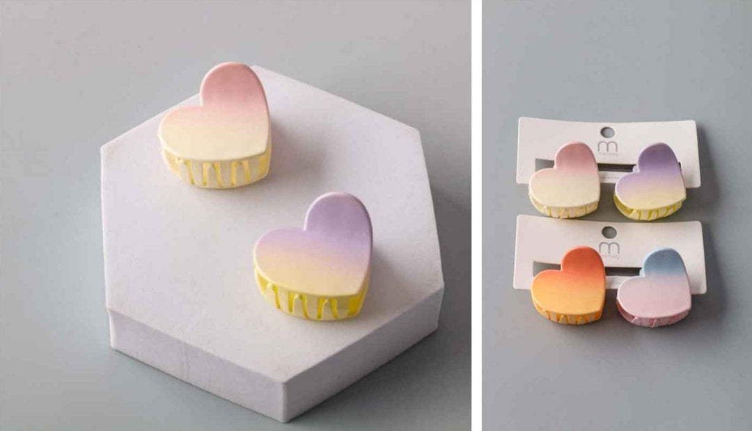 FASHION ASSORTED COLORS HEART HAIR CLAW CLIPS