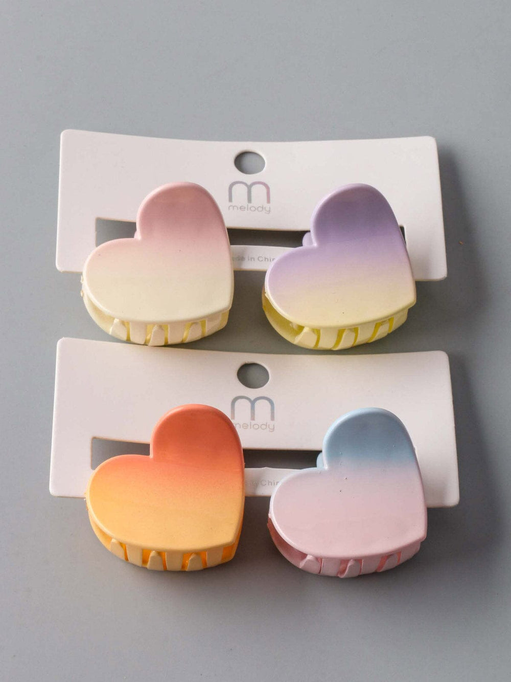 FASHION ASSORTED COLORS HEART HAIR CLAW CLIPS