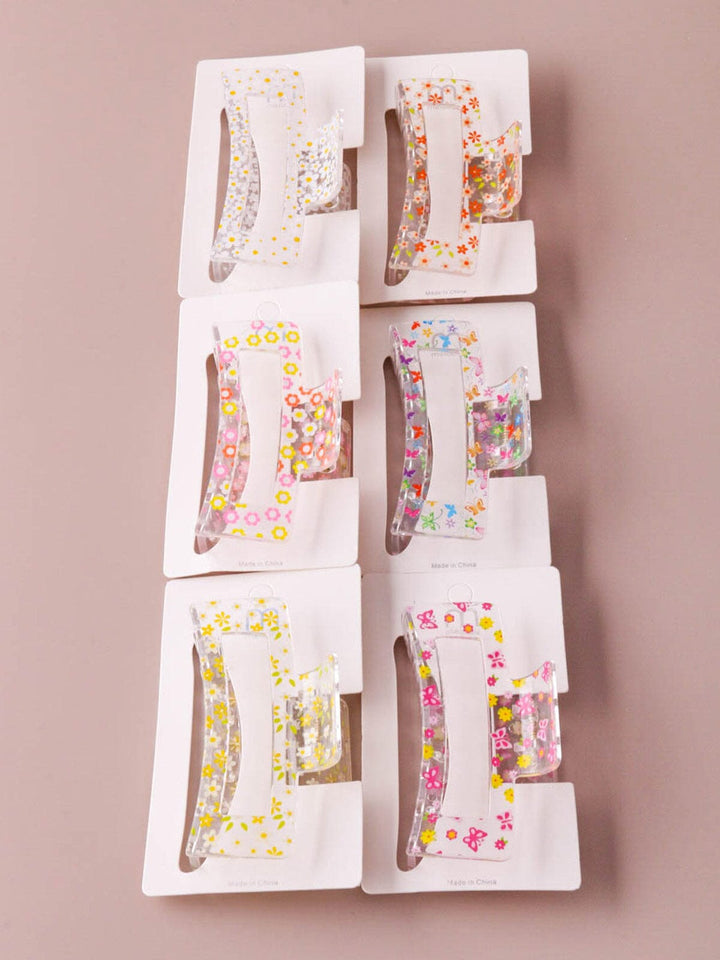 WOMEN'S ASSORTED COLORS FLOWERS HAIR CLAW CLIPS