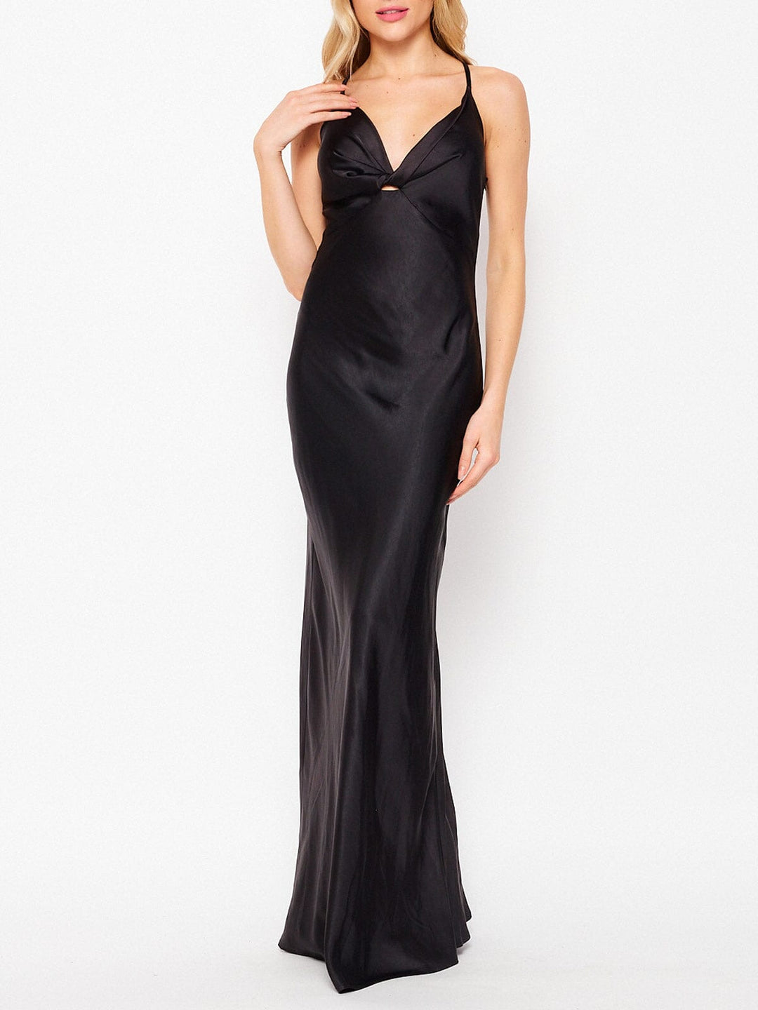 WOMEN'S SLEEVELESS V-NECK BODYCON MAXI DRESS