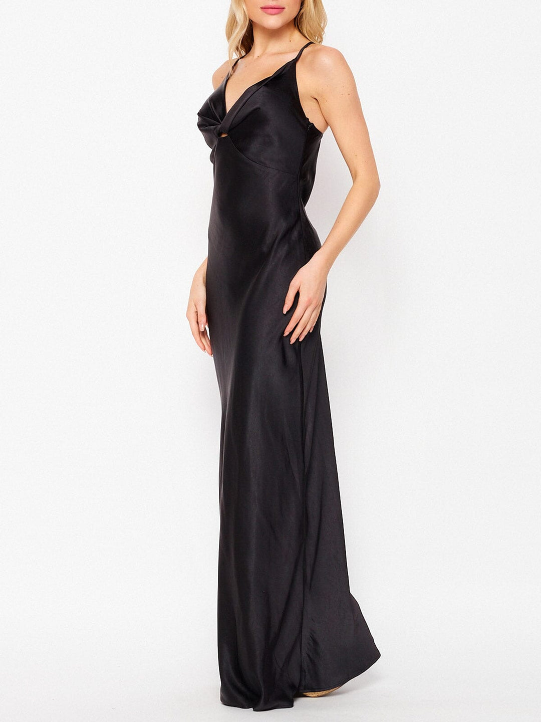 WOMEN'S SLEEVELESS V-NECK BODYCON MAXI DRESS