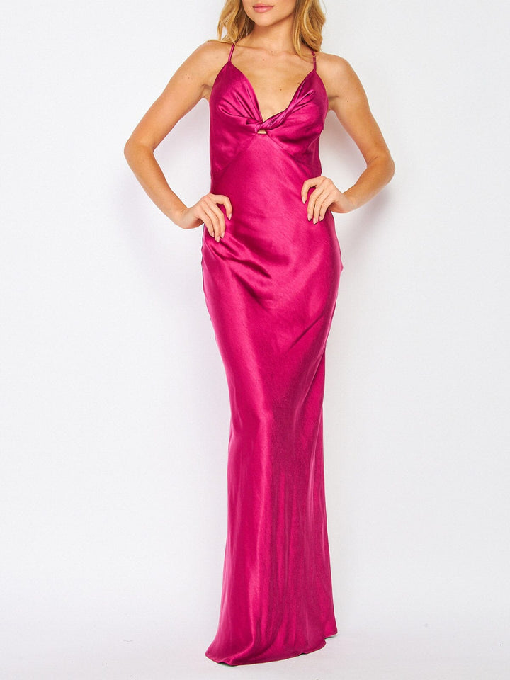 WOMEN'S SLEEVELESS V-NECK BODYCON MAXI DRESS