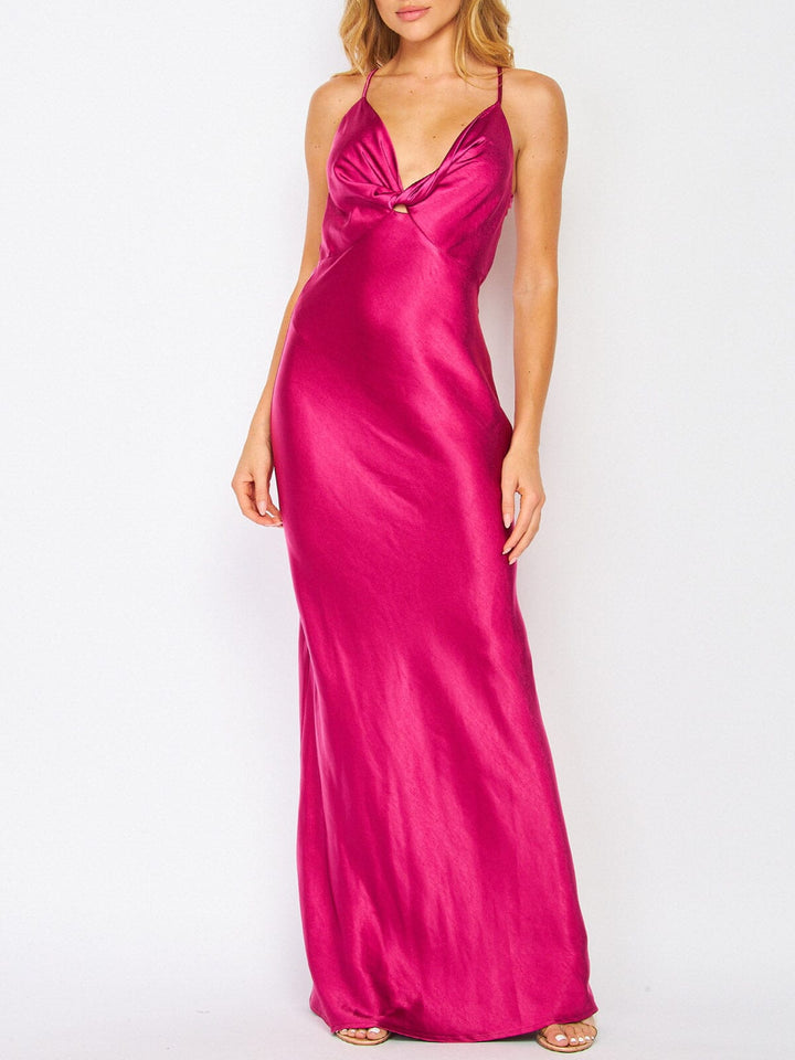 WOMEN'S SLEEVELESS V-NECK BODYCON MAXI DRESS