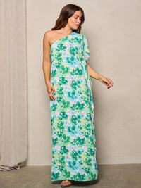 WOMEN'S ONE SHOULDER FLORAL MAXI DRESS