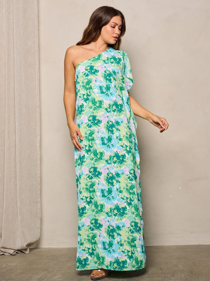 WOMEN'S ONE SHOULDER FLORAL MAXI DRESS