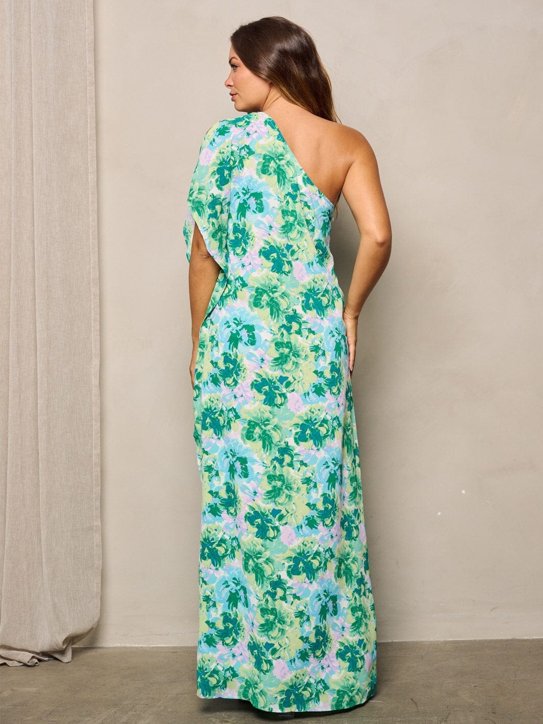 WOMEN'S ONE SHOULDER FLORAL MAXI DRESS