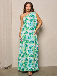 WOMEN'S ONE SHOULDER FLORAL MAXI DRESS