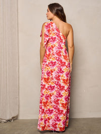 WOMEN'S ONE SHOULDER FLORAL MAXI DRESS