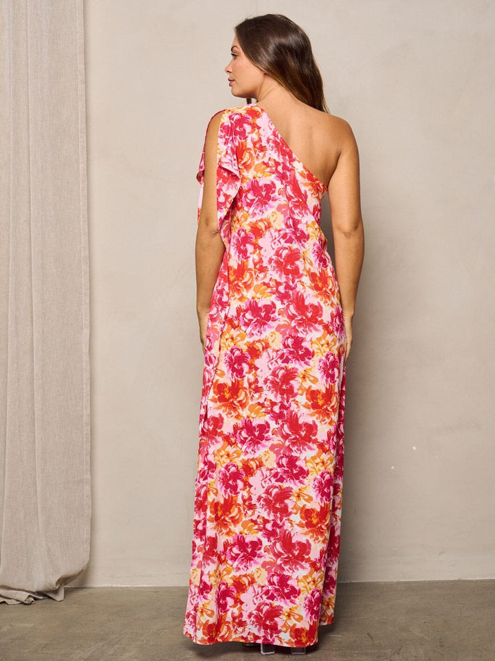 WOMEN'S ONE SHOULDER FLORAL MAXI DRESS