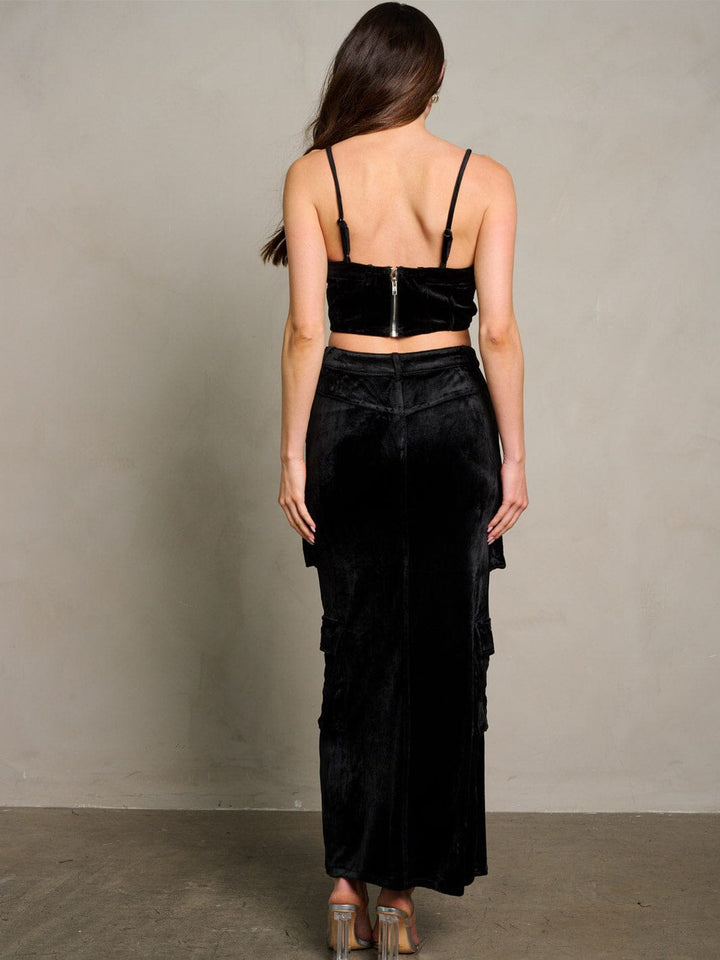 WOMEN'S SLEEVELESS CROP TOP & MAXI SKIRT CARGO 2PC. SET