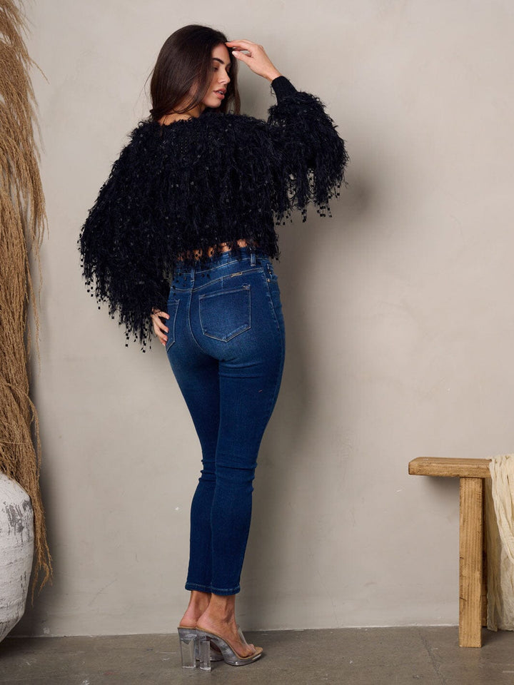 WOMEN'S LONG SLEEVES DETAILED CROP TOP