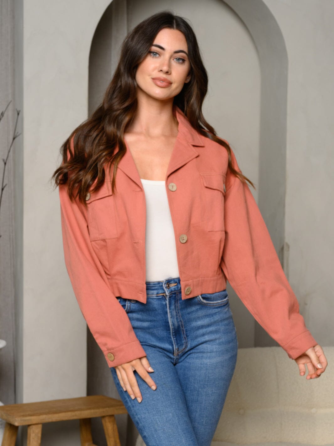 WOMEN'S LONG SLEEVE BUTTON UP DENIM JACKET