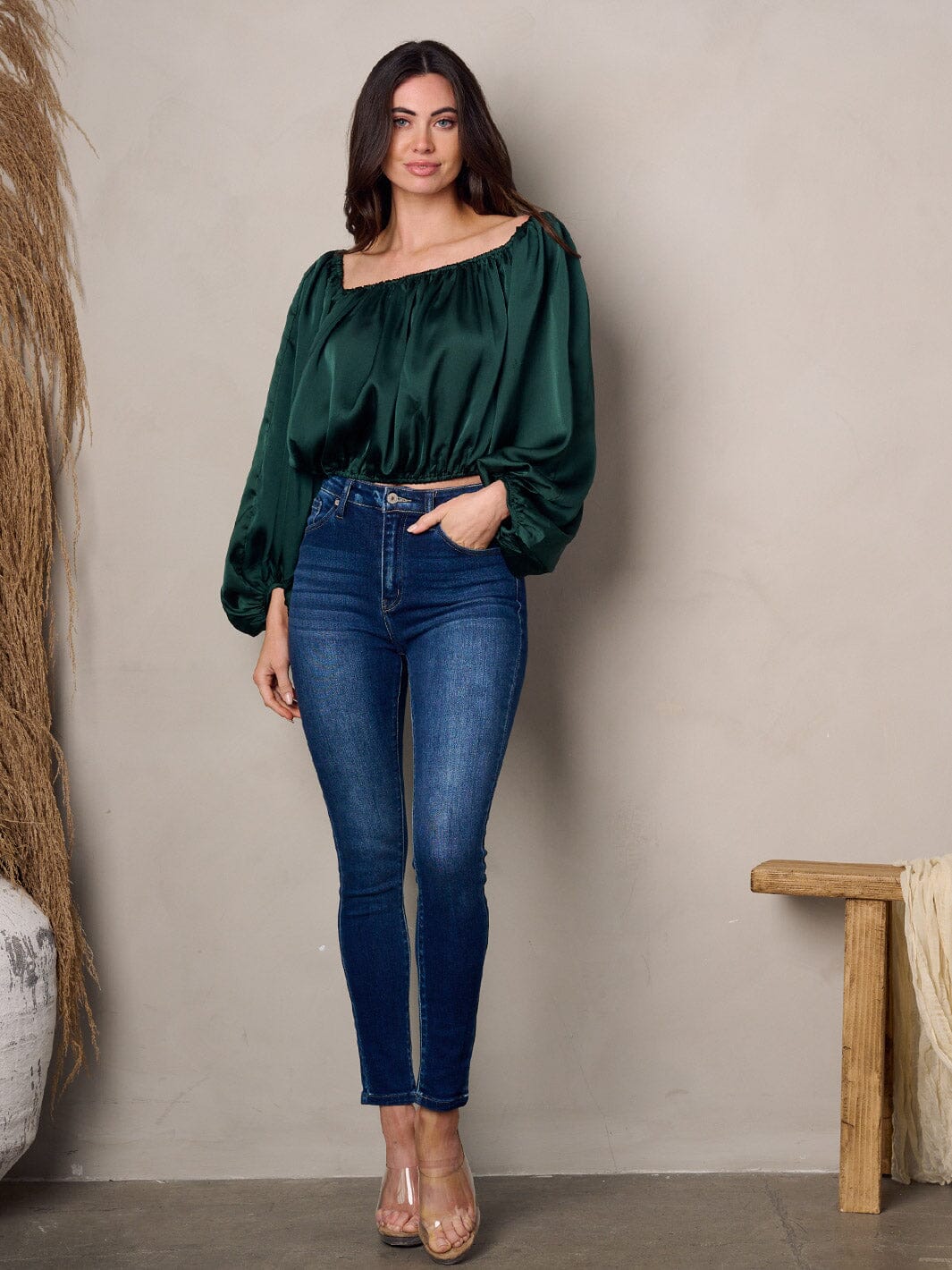 WOMEN'S LONG BALLON SLEEVE BLOUSE TOP
