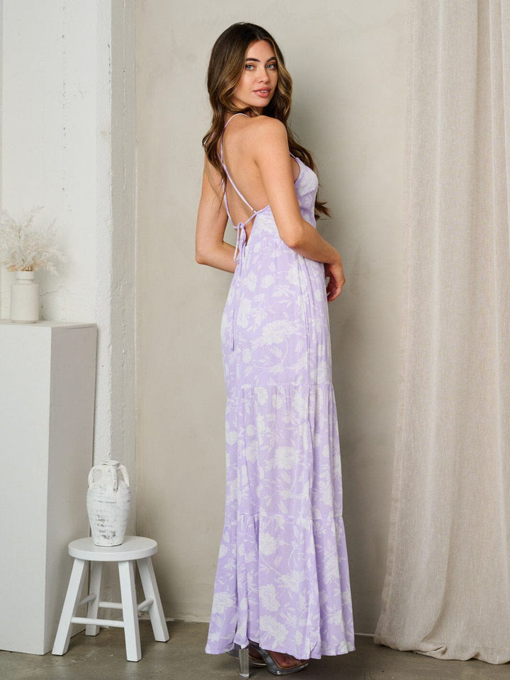 WOMEN'S SLEEVELESS BELL LEG FLORAL JUMPSUIT