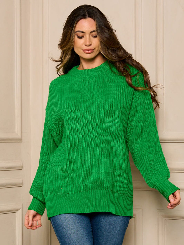 WOMEN'S LONG SLEEVE KNIT PULLOVER SWEATER