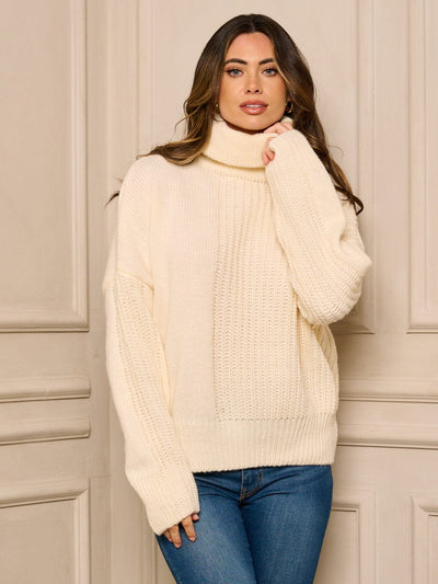 WOMEN'S LONG SLEEVE KNIT PULLOVER TURTLE NECK SWEATER