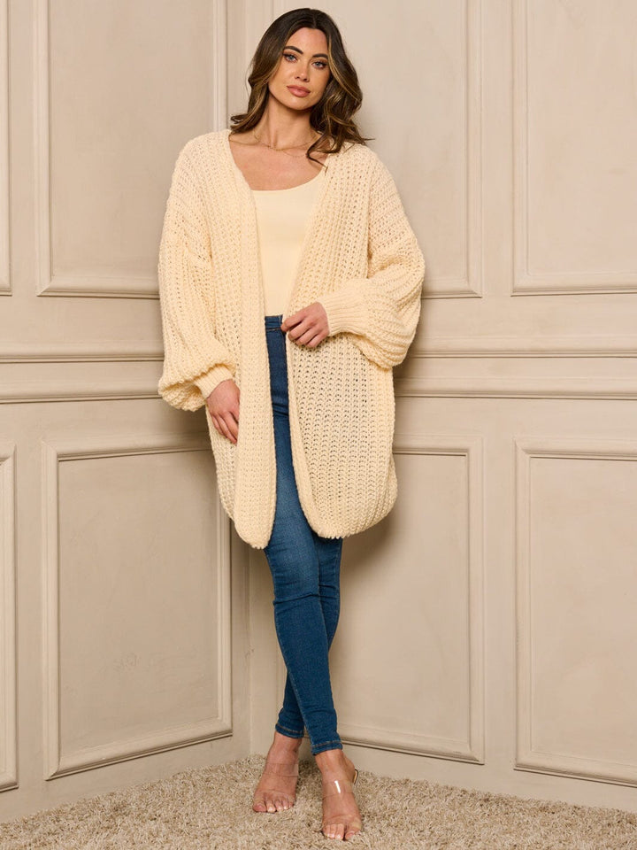 WOMEN'S LONG SLEEVE OPEN FRONT OVERSIZED KNIT CARDIGAN