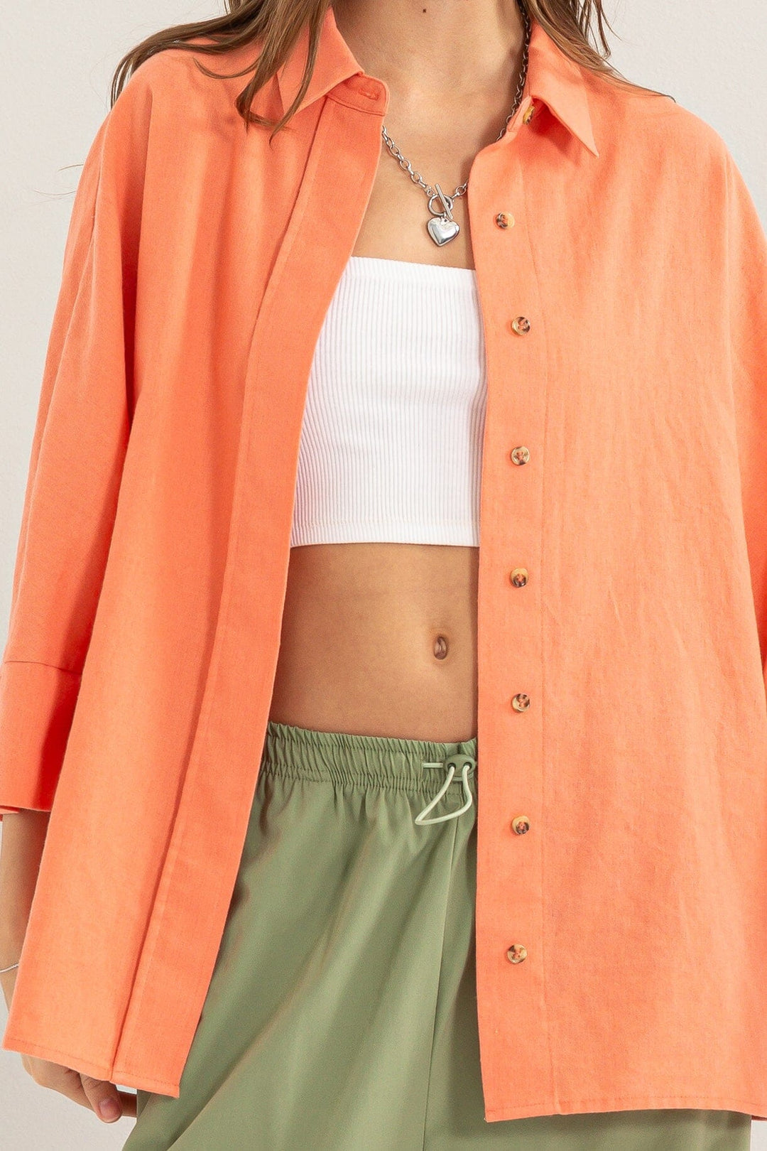 WOMEN'S 3/4 SLEEVE BUTTON UP LOOSE FIT TOP