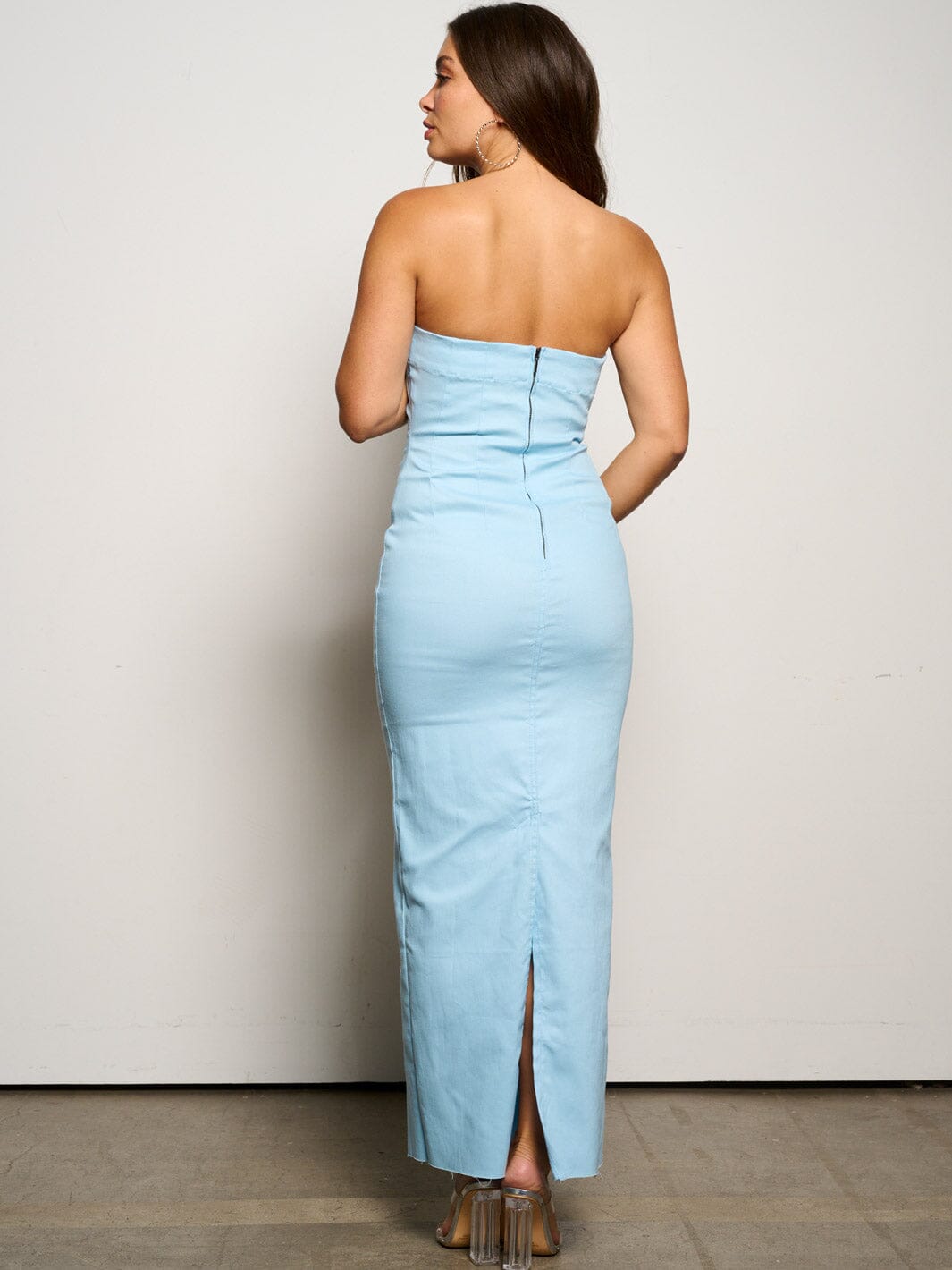 WOMEN'S SLEEVELESS ZIP UP BODYCON TUBE MAXI DRESS