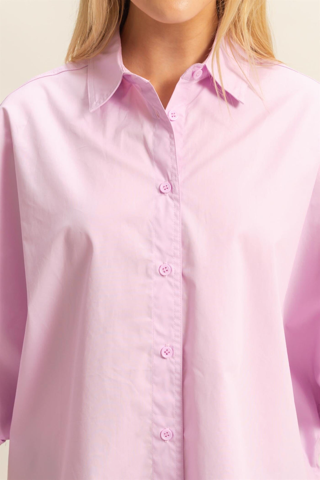 WOMEN'S SHORT SLEEVE BUTTON UP LOOSE FIT TOP