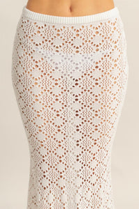 WOMEN'S ELASTIC WAIST CROCHET MAXI SKIRT