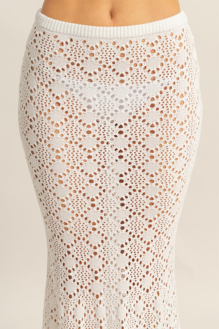 WOMEN'S ELASTIC WAIST CROCHET MAXI SKIRT