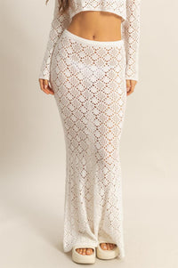 WOMEN'S ELASTIC WAIST CROCHET MAXI SKIRT
