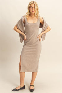 WOMEN'S LONG SLEEVE PULLOVER SEATER & SLEEVELESS BODYCON MINI DRESS 2PC.SET