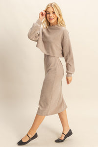 WOMEN'S LONG SLEEVE PULLOVER SEATER & SLEEVELESS BODYCON MINI DRESS 2PC.SET