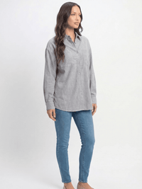 ********WOMEN'S LONG SLEEVE BUTTON UP FRONT POCKETS STRIPES SHIRT