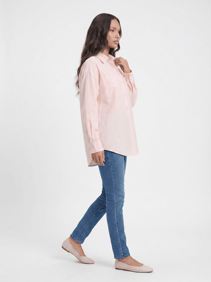 ********WOMEN'S LONG SLEEVE BUTTON UP FRONT POCKETS STRIPES SHIRT