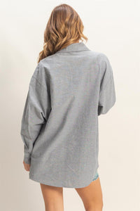 ********WOMEN'S LONG SLEEVE BUTTON UP FRONT POCKETS STRIPES SHIRT