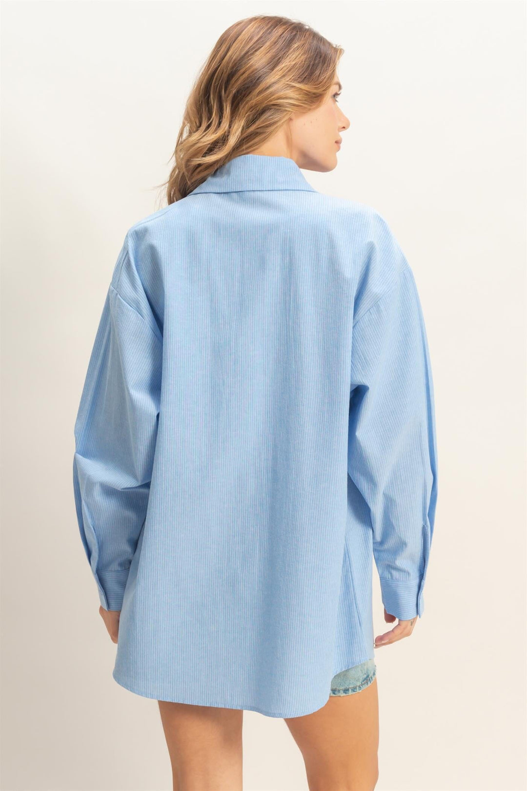 ********WOMEN'S LONG SLEEVE BUTTON UP FRONT POCKETS STRIPES SHIRT
