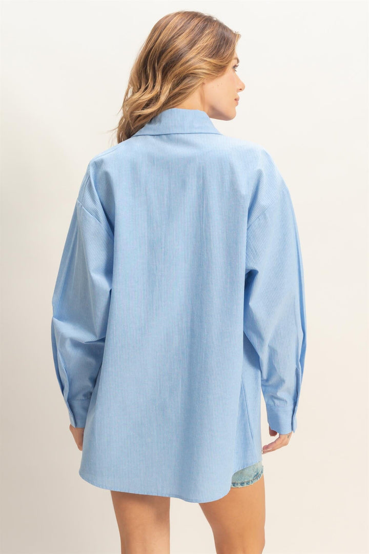 ********WOMEN'S LONG SLEEVE BUTTON UP FRONT POCKETS STRIPES SHIRT