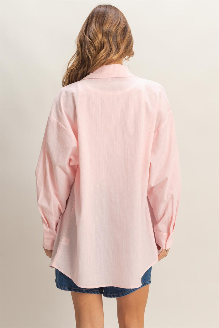 ********WOMEN'S LONG SLEEVE BUTTON UP FRONT POCKETS STRIPES SHIRT