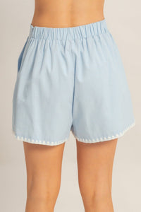 *******WOMEN'S ELASTIC WAIST FRONT POCKETS TRIM DETAILED SHORTS