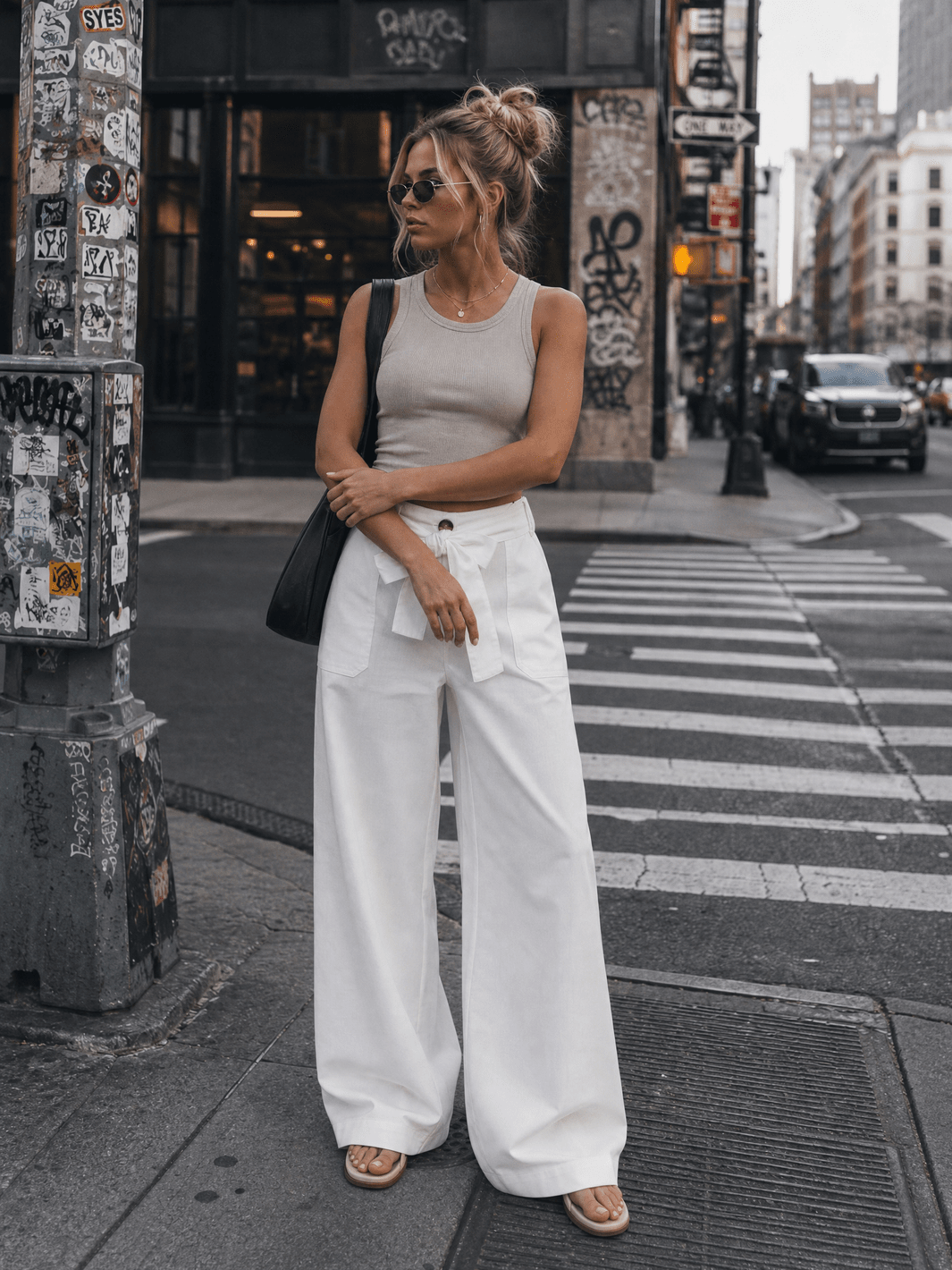 *******WOMEN'S ELASTIC WAIST BUTTON CLOSURE POCKETS WIDE LEG LINEN PANTS